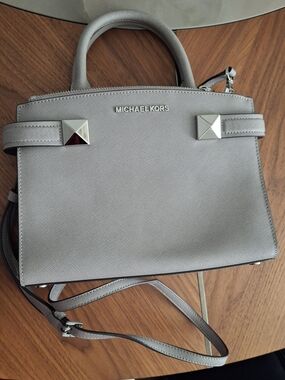 Michael Kors Karla Satchel Handbag Pearl Grey